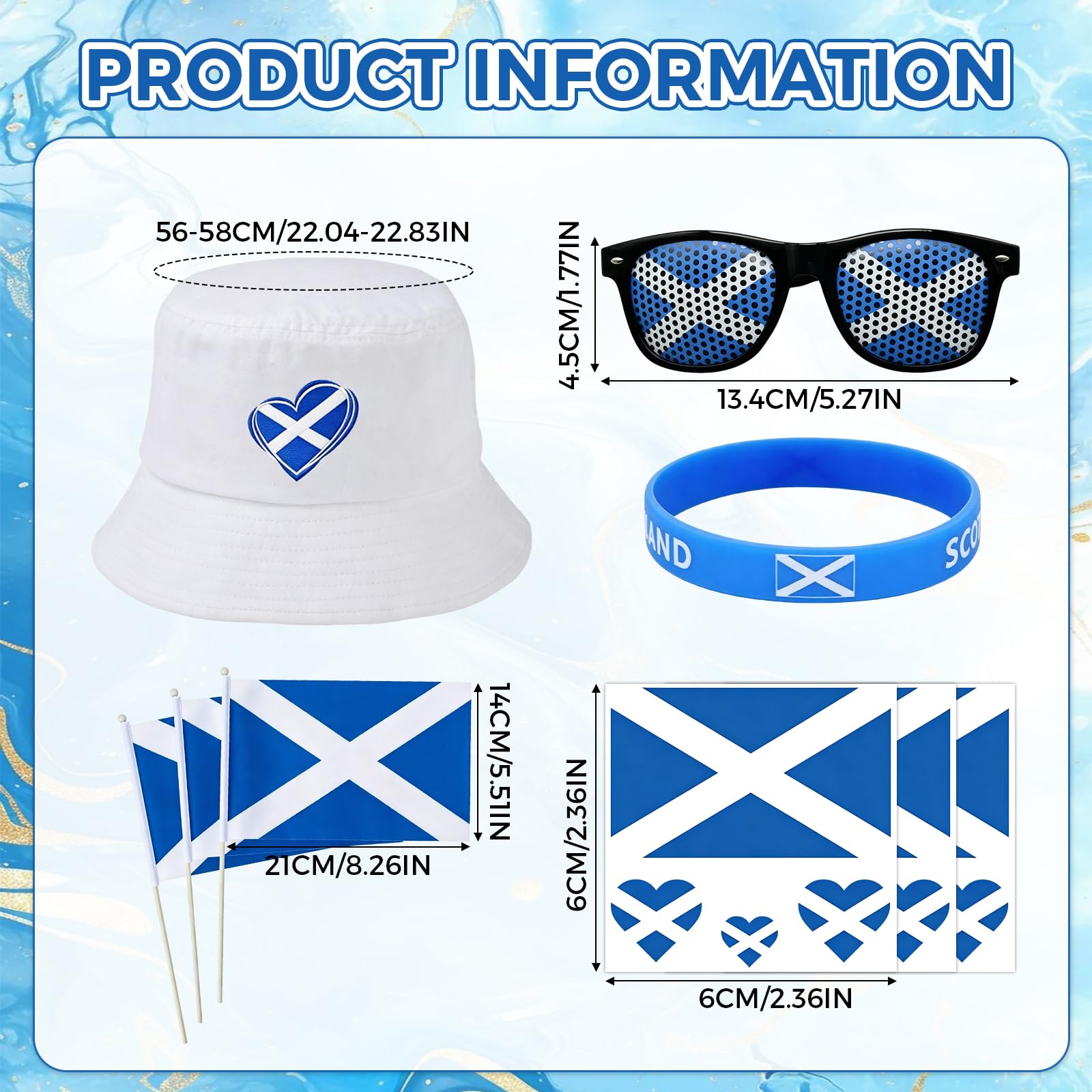 Scotland World Cup 2026 Merchandise Set with Reversible Scotland Bucket Hat, Saltire Sunglasses & Flags - Scottish Fan Gear for Men and Women at Pub, Stadium or Football Party — view 2
