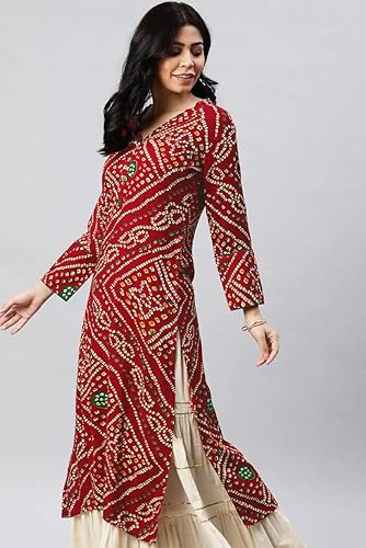 Vista 2 de Chandrakala Kurti estampado para mujer, (K238-P)