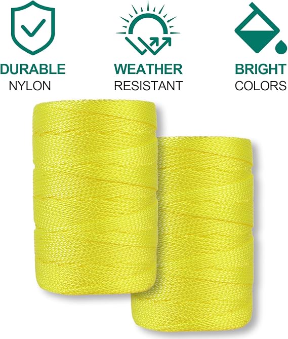 Romeda Mason line #18, 500 Ft Length String Line, Mason Line String, Construction String, Yellow String, Twine String for Gardening, Braided Mason Line, Masonry String Lines, String Lines
