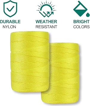 Romeda Mason line #18, 500 Ft Length String Line, Mason Line String, Construction String, Yellow String, Twine String for Gardening, Braided Mason Line, Masonry String Lines, String Lines