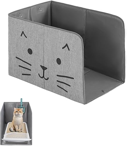 Caja de arena impermeable para gatos con alfombrilla extraíble, caja para gatos con 2 ganchos para cuchara, antifugas, control de polvo, fácil de