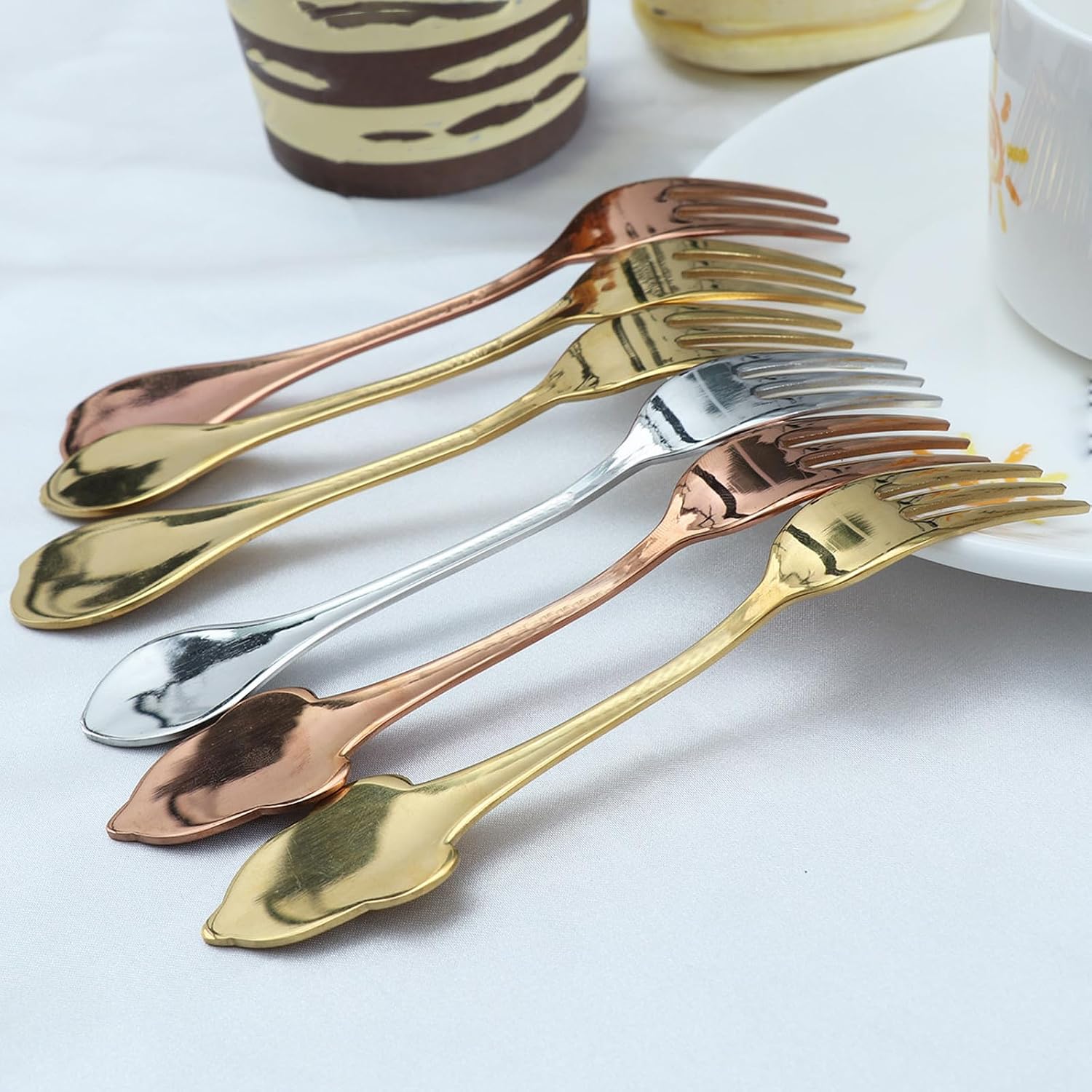 6pcs Fish Series Stainless Steel Forks Dessert Fork Set Long Handle