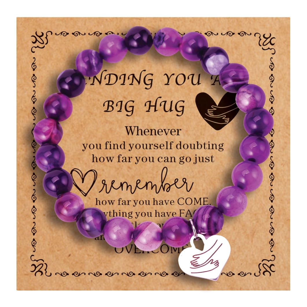 Encouragement Healing gifts,Natural Stone Amethyst Bracelet for Women,Those Facing Illness or Anxiety to Get Well Soon,Inspirational Gifts on