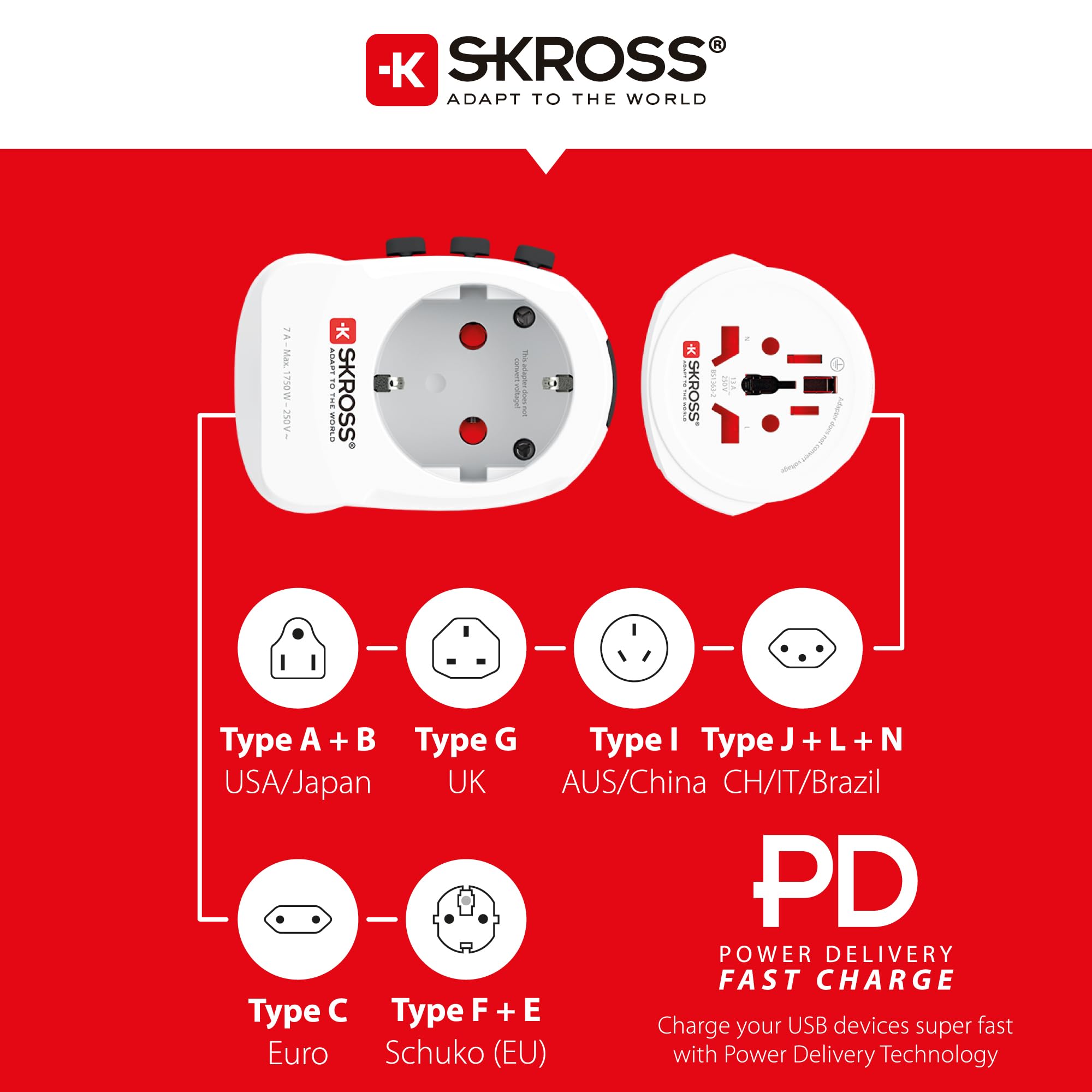 Skross AC30PD - Caricabatterie da viaggio PRO Light USB