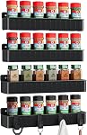 Nieifi Spice Rack Wall Mount, Spice Organizer for Spice Jars, Screw or Adhesive Hanging Spice Rack Organizer for Your Kitchen Cabinet or Pantry Door,4 Pack (Clear)