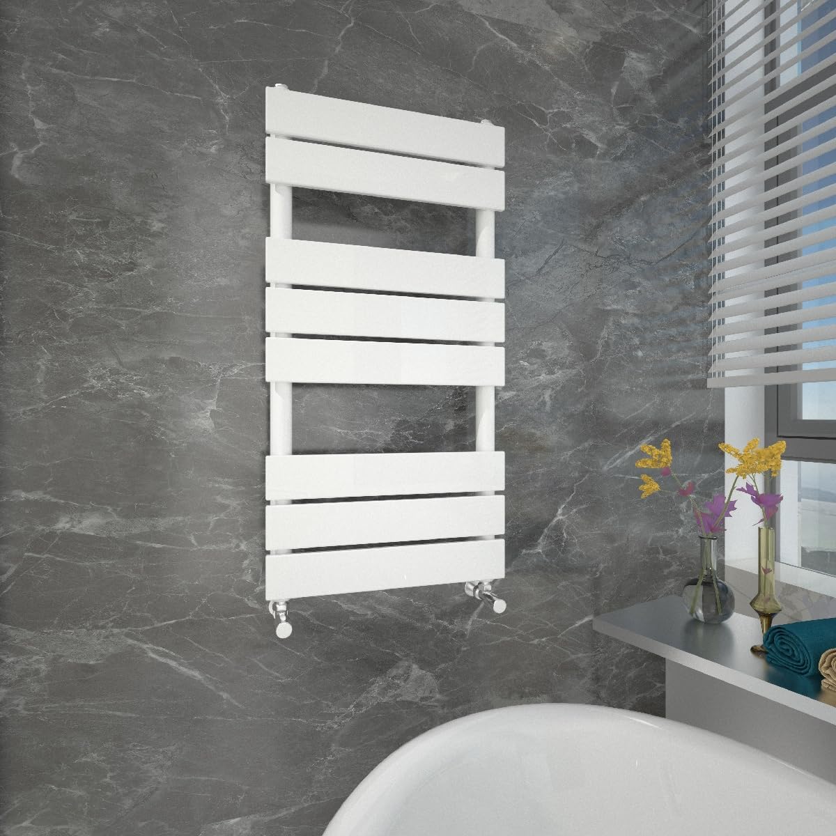 GY Bath Bathroom Radiator White Flat Panel Towel Rail Designer 800x450mm Modern Central Heating Rads