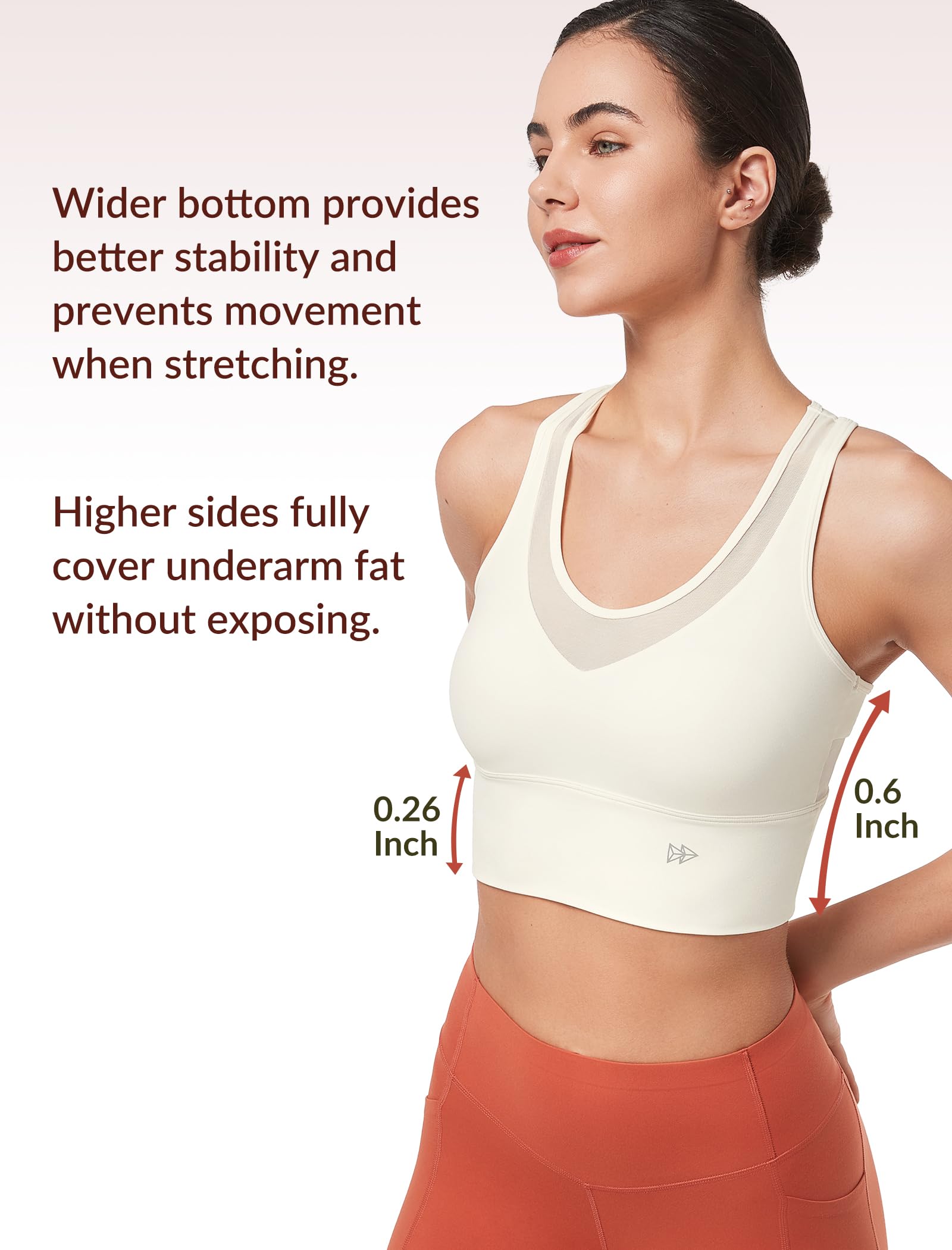 Yvette Soutien-gorge de sport en maille pour femme avec dos nageur et col en V