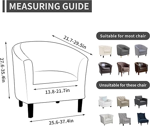 Miniatura 5 de Easy-Going Funda elástica para sillón de club, 2 piezas, funda protectora de muebles jacquard (chocolate, paquete de 2)