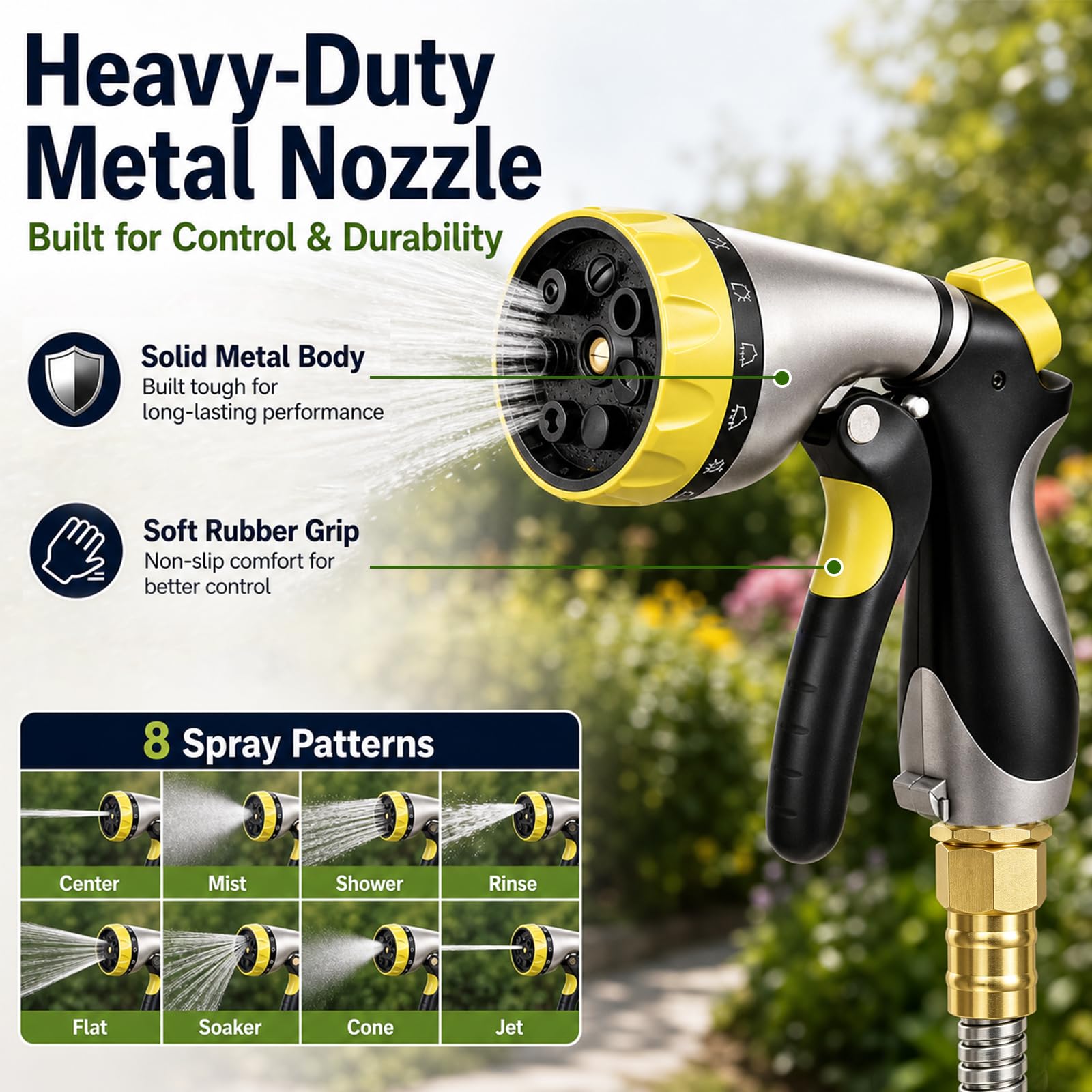 Metall Gartenschlauch 30.5m - 304 Edelstahl Wasserschlauch mit Düsensprüher, Gartenschläuche Flexibel, Leicht, Kein Knicken, Heavy Duty für Outdoor (30.5m)
