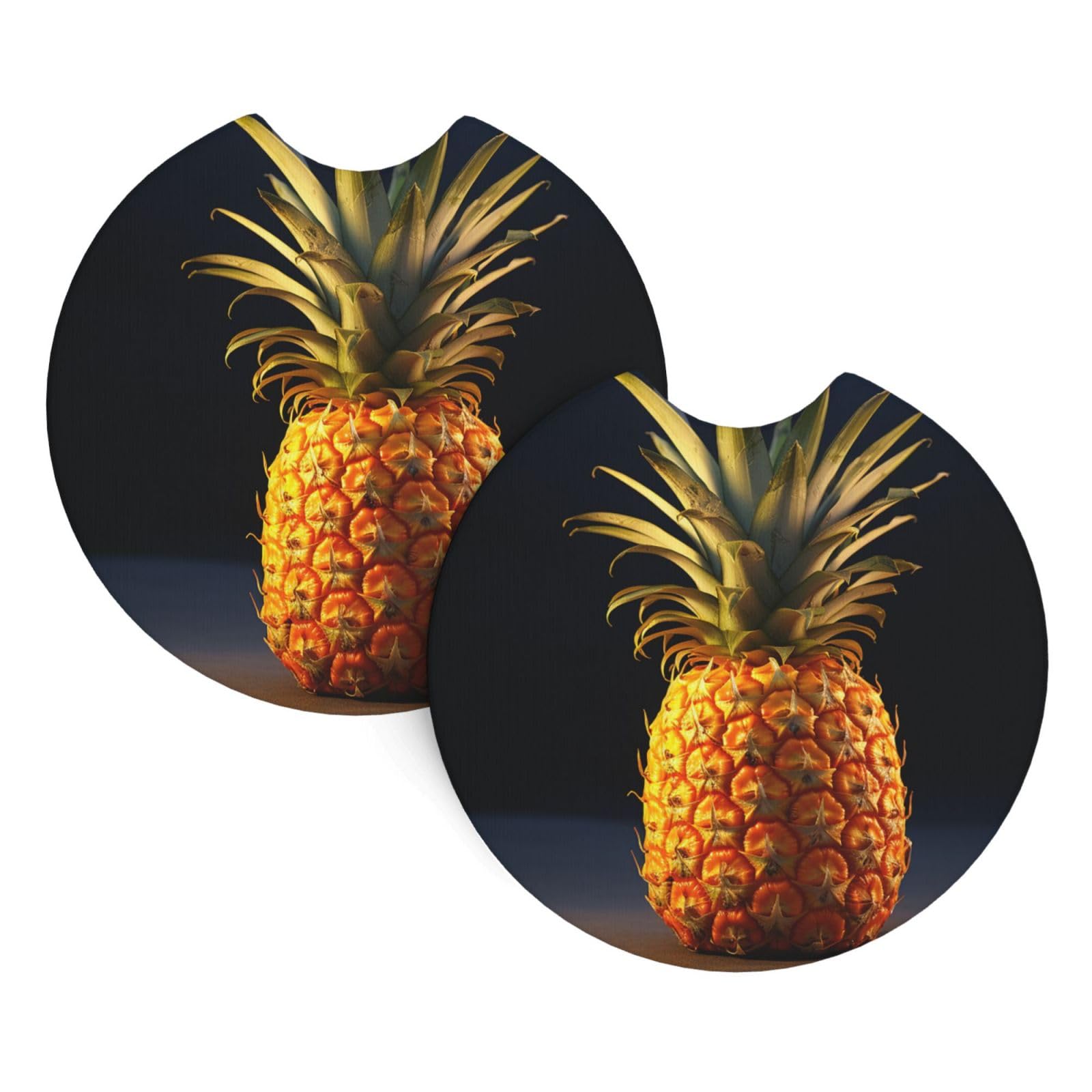 2 Pack Car Coaster for Cup Holders Pineapple Fruit Car Cup Coaster 2.7" Neoprene Non-Slip Automotive Cup Mat Universal Auto Car Interior Accessories for Women Men Cup Pad