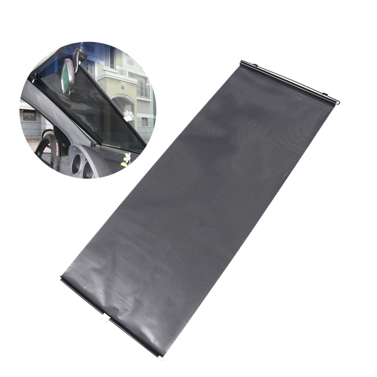 Mobestech Tendina Parasole Riduce Calore Retrattile in Pvc Auto Anteriore 2 Set Blocca Sole e Offre Privacy in Auto per Finestrini Laterali
