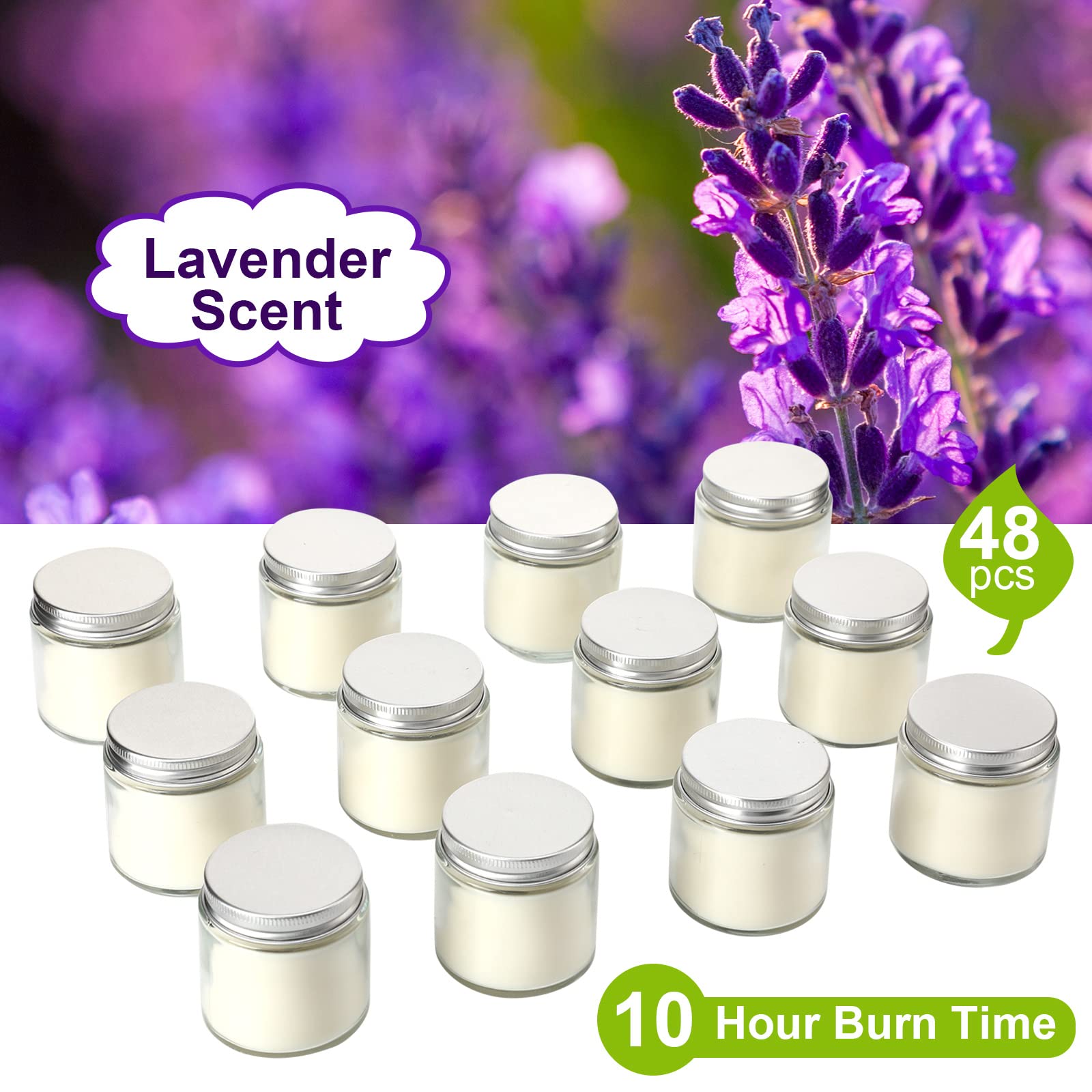 48 Pack Mini Mason Jar Candles 4 oz Small Lavender Scented Jar Candles