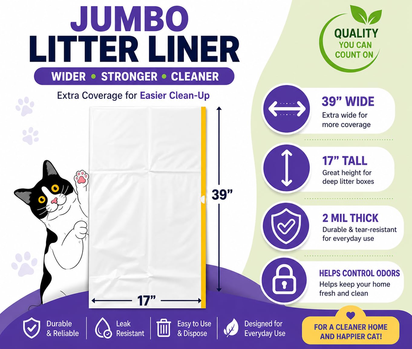 Bolsas de arena grandes con cordón, resistentes para caja de arena para gatos (extragrande)