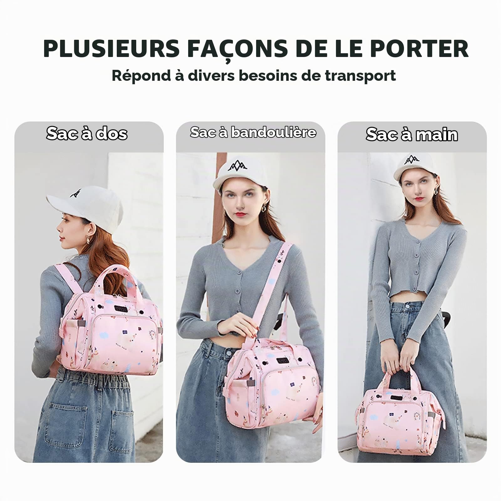 SONARIN Multifonctionnel Sacs à Dos à Langer pour Bébé,Léger Imperméable Sacs à Langer Fourre-tout Sac à Bandoulière Sac de Maternité Sac à Couches de Voyage pour Maman & Papa(Bleu)