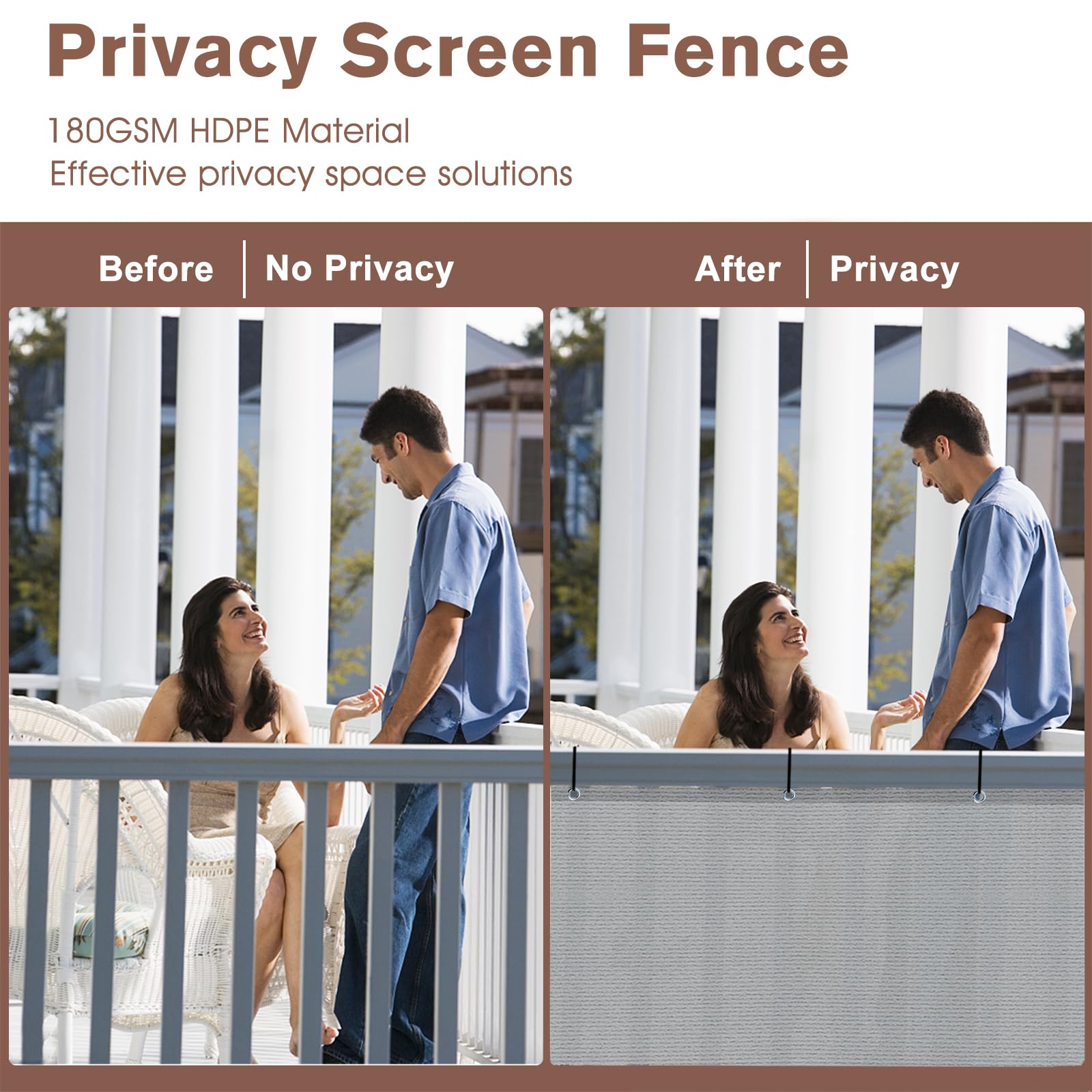 Sunny Guard 3'x16' Light Grey Balcony Deck Privacy Screen Fence Apartments Railing Cover Heavy Duty Mesh Windscreen for Outdoor,Backyard,Patio - Image 3