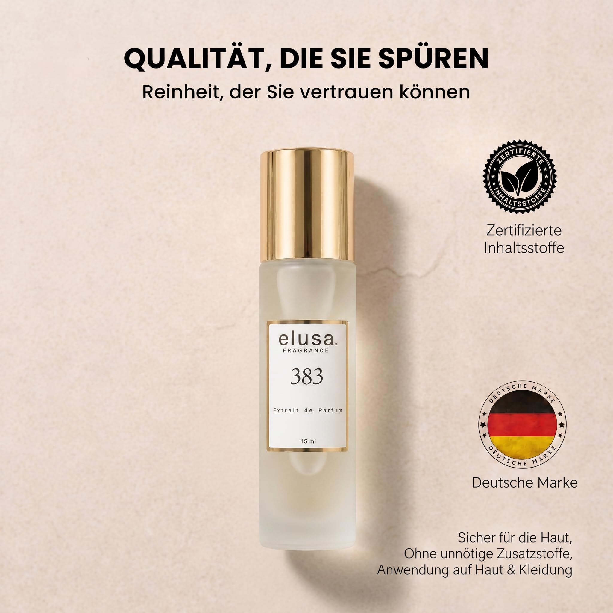 Elusa Fragrance 383 Extrait de Parfum 15ml – Unisex Parfum Damen Herren – Frischer Zitrus Duft mit Bergamotte, Orange & Vanille – Fruchtig Süß & Langanhaltend