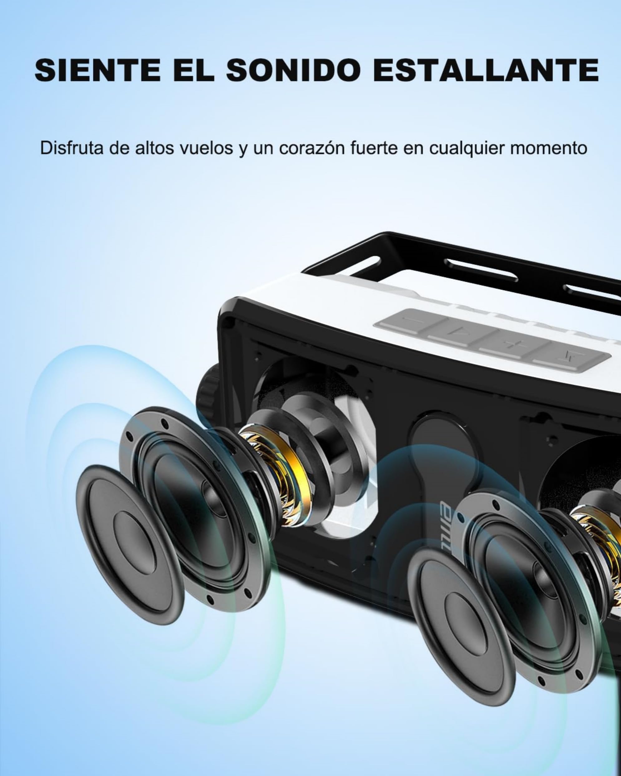 Inwa Altavoz Bluetooth Pared, IPX5, Sincronización de 100 Altavoces, Conexión Teléfono Móvil, Echo Dot, Adecuado para Interior/Bajo el Alero/Garaje (2 Altavoces, 20W, Sync Speaker)