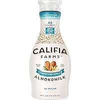Vista 1 de Califia Farms - Leche de almendras de vainilla sin azúcar, 48 onzas, sin lácteos, vegana, de origen vegetal, keto, sin gluten, sin OMG, sin azúcar