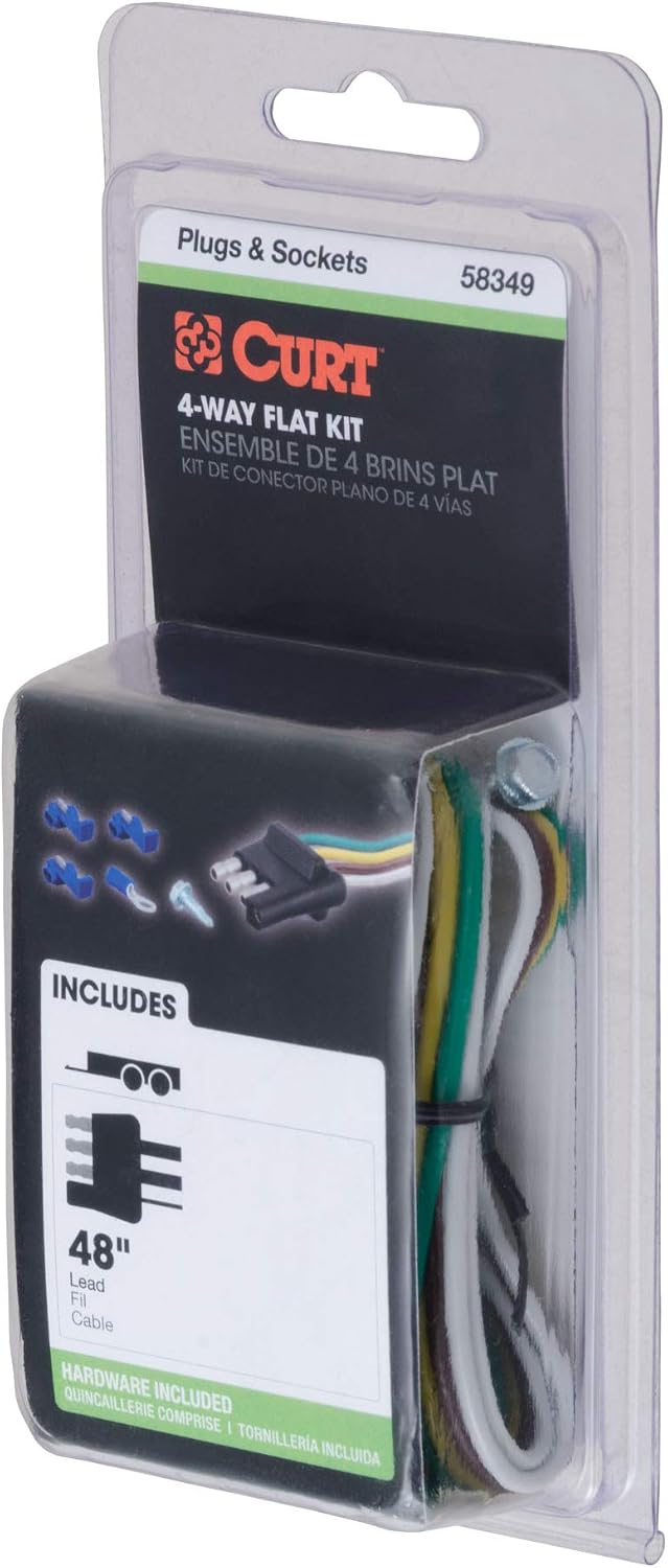 CURT 58349 Trailer-Side 4-Pin Flat Wiring Harness with 48-Inch Wires