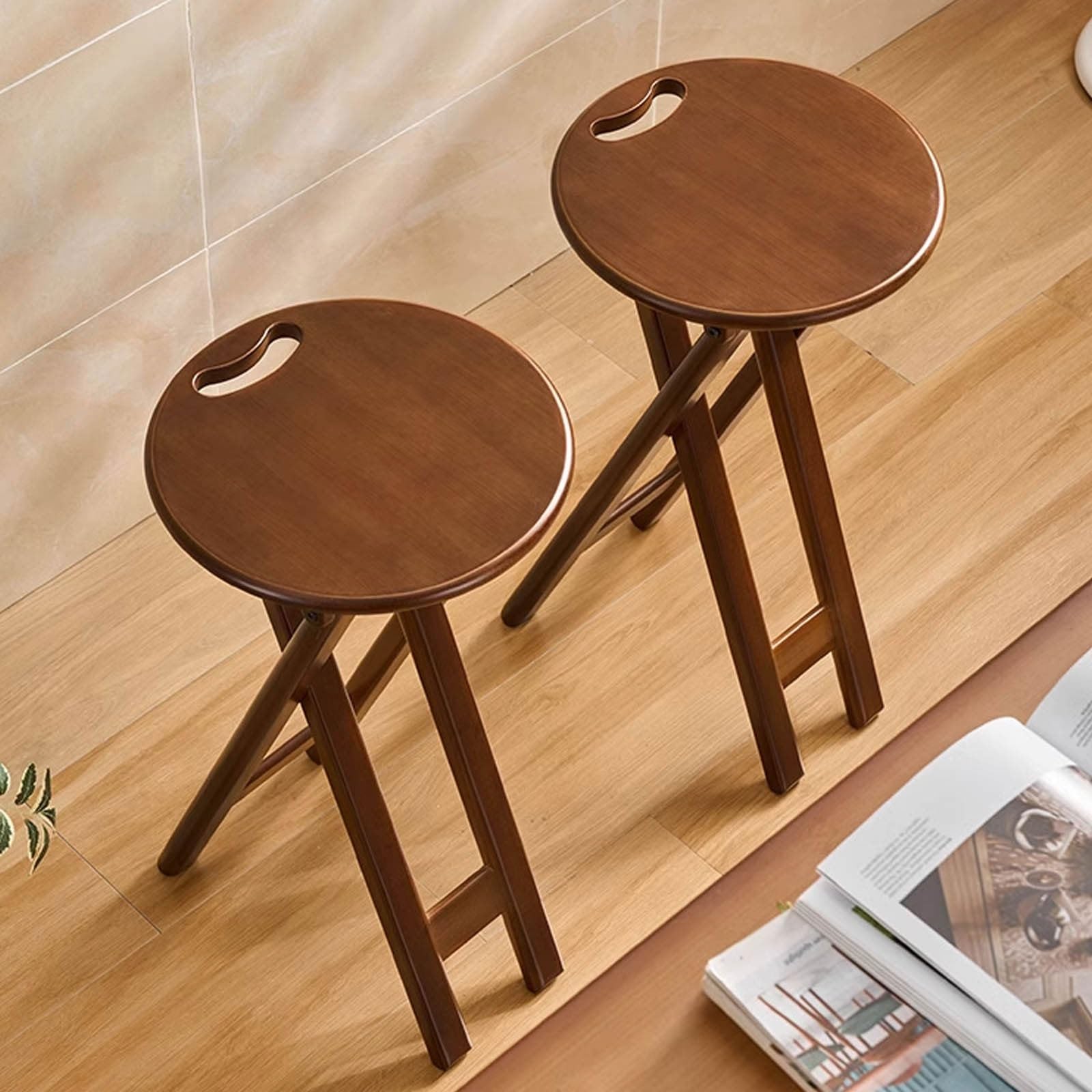 Tabouret De Bar Pliable Lot De 1/2/3/4 Chaise De Bar Pliante Haute Bambou Tabouret Haut Pliant Avec Siège De 32cm Tabouret De Cuisine Hauteur D'assise 60cm Pas D'installation Nécessaire Pour Comptoir(