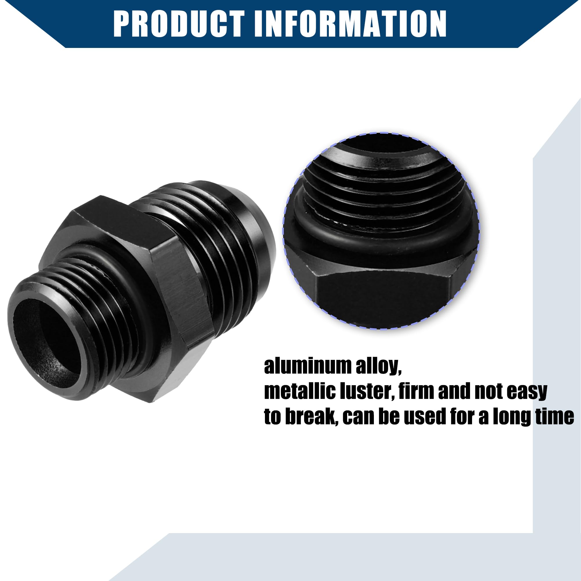 Raccordo carburante con guarnizione Adattatore maschio per linea carburante interna per auto Adattatore maschio metrico M18x1.5 in lega di alluminio resistente a 10AN / 1 set nero