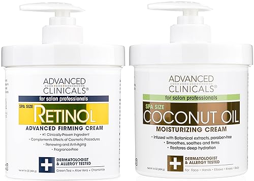 Advanced Clinicals Set de 2 lociones corporales de retinol + crema de aceite de coco, loción facial hidratante y crema corporal  Tratamiento para el disponible en Yaxa Venezuela