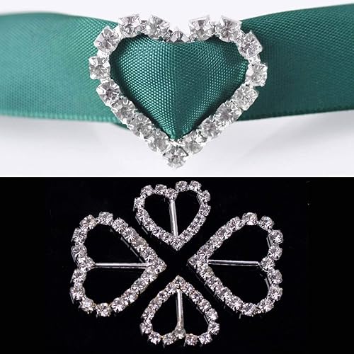 Miniatura 2 de Colgantes para hacer joyas, 5 piezas de 201.181 in de cristal de metal con diamantes de imitación de corazón con hebilla de zapato y botones de