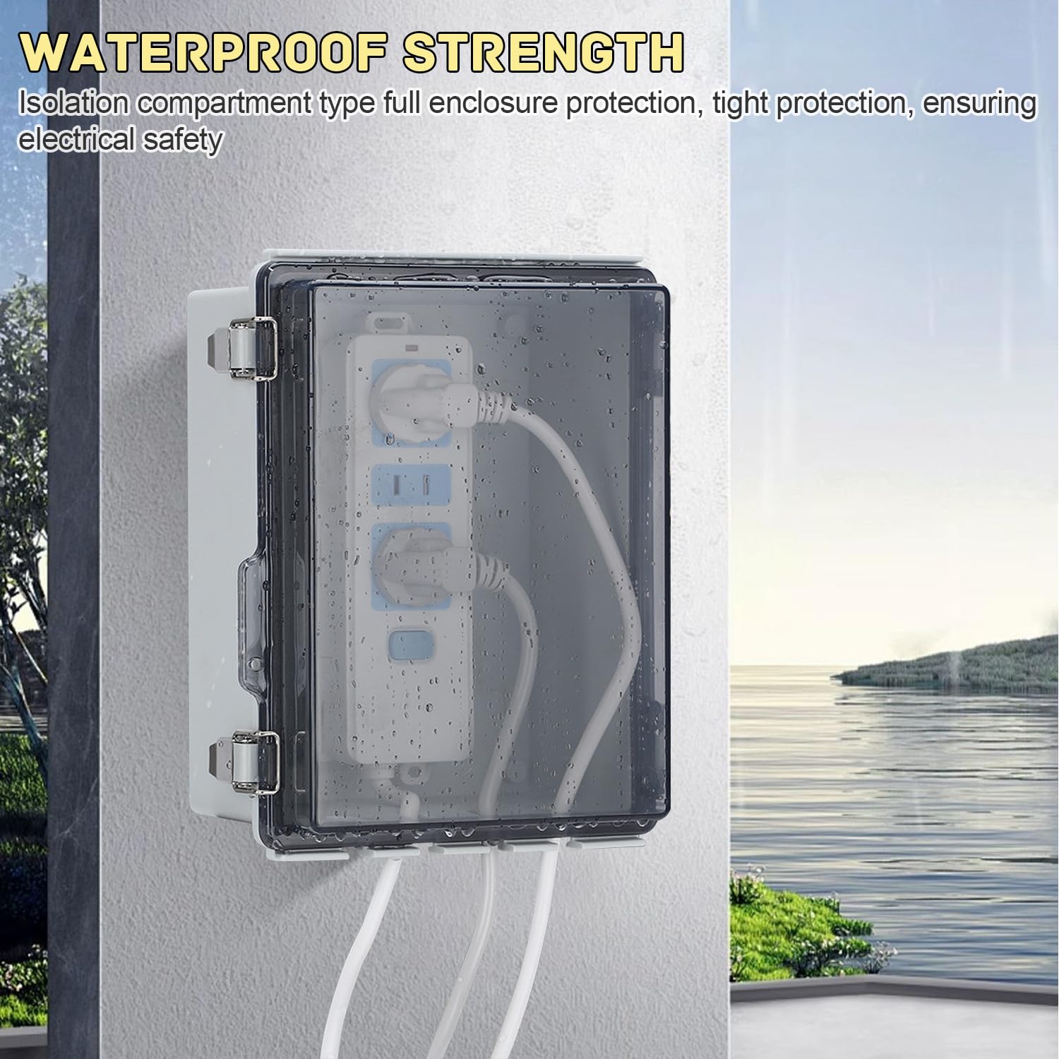 Caja Conexiones Estanca IP66, Caja Registro Electrico con Cerradura, PC Transparente Caja de Conexiones, para la Protección de Tomas de Corriente (220 × 170 × 110 mm)