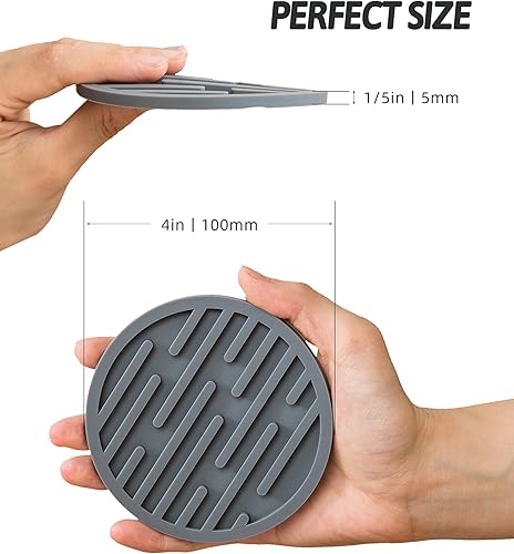 Vista 6 de Juego de 6 posavasos de silicona para bebidas con soporte, impermeables, antideslizantes, reutilizables, posavasos duraderos para mesa, bar