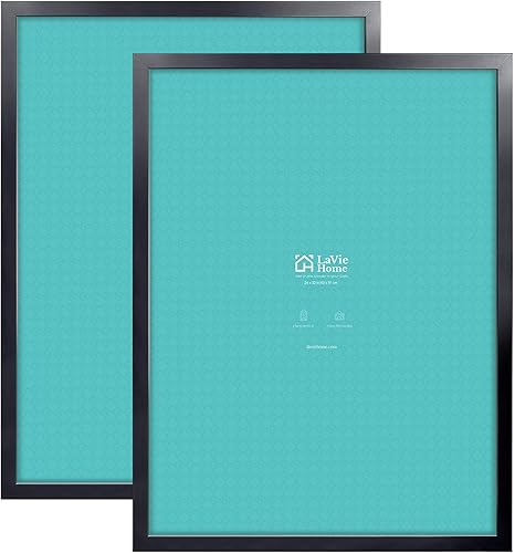 LaVie Home Marco para póster de 24 x 32 pulgadas, 2 unidades, color negro, para exhibir imágenes de 24 x 32 pulgadas, marcos de rompecabezas de