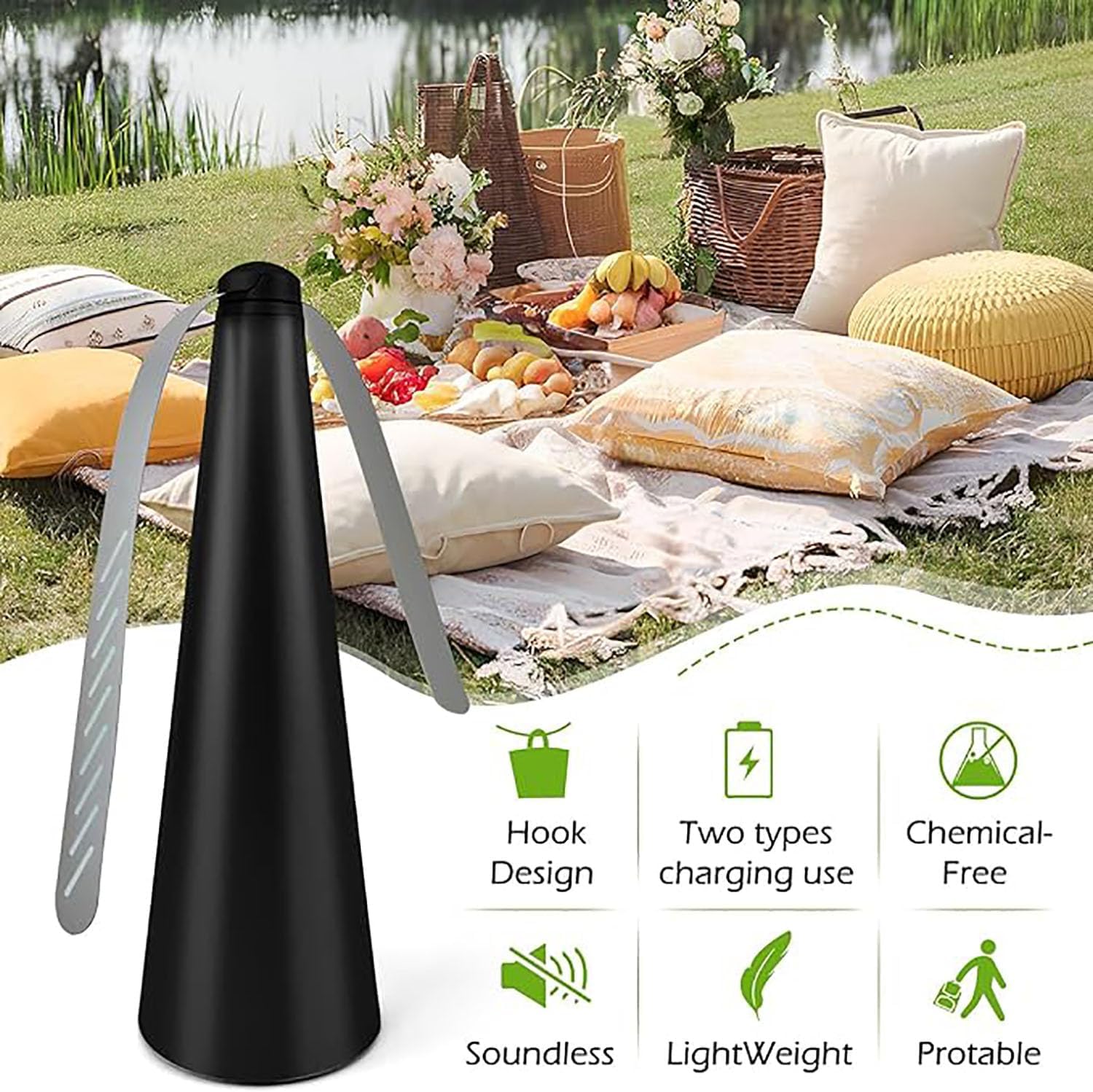 Confezione da 4 ventole repellenti per mosche da esterno, uso esterno o interno, da tavolo, ventilatori per mosche per patio, tengono lontani mosche e insetti, funzionamento a batteria, ventilatori
