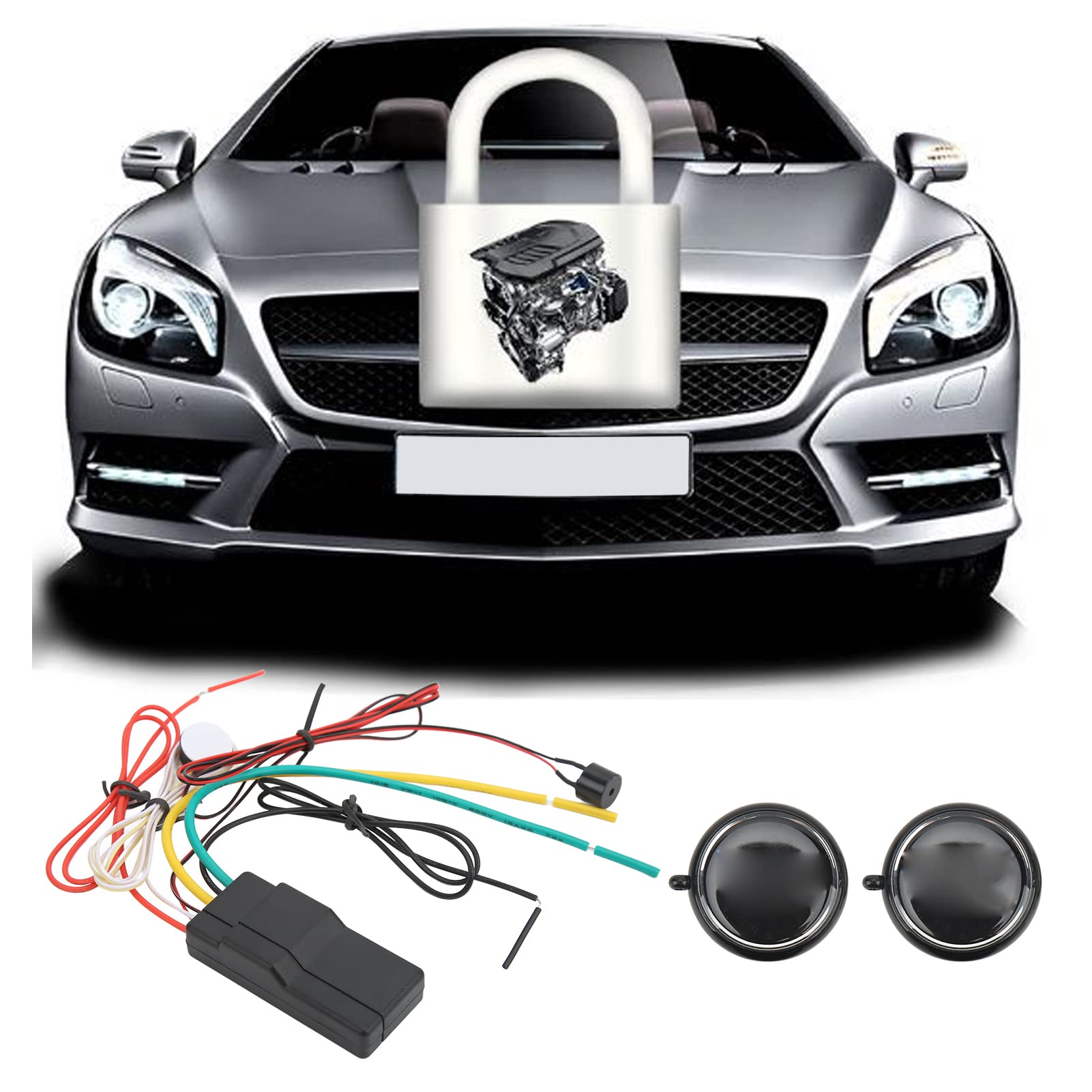 Antidémarrage de Voiture sans Fil, 2,4 GHz Antidémarrage de Voiture sans Fil Verrouillage du Moteur Entrée sans Clé Système D'alarme de Voiture Dispositif Anti-détournement pour Véhicule 12 V
