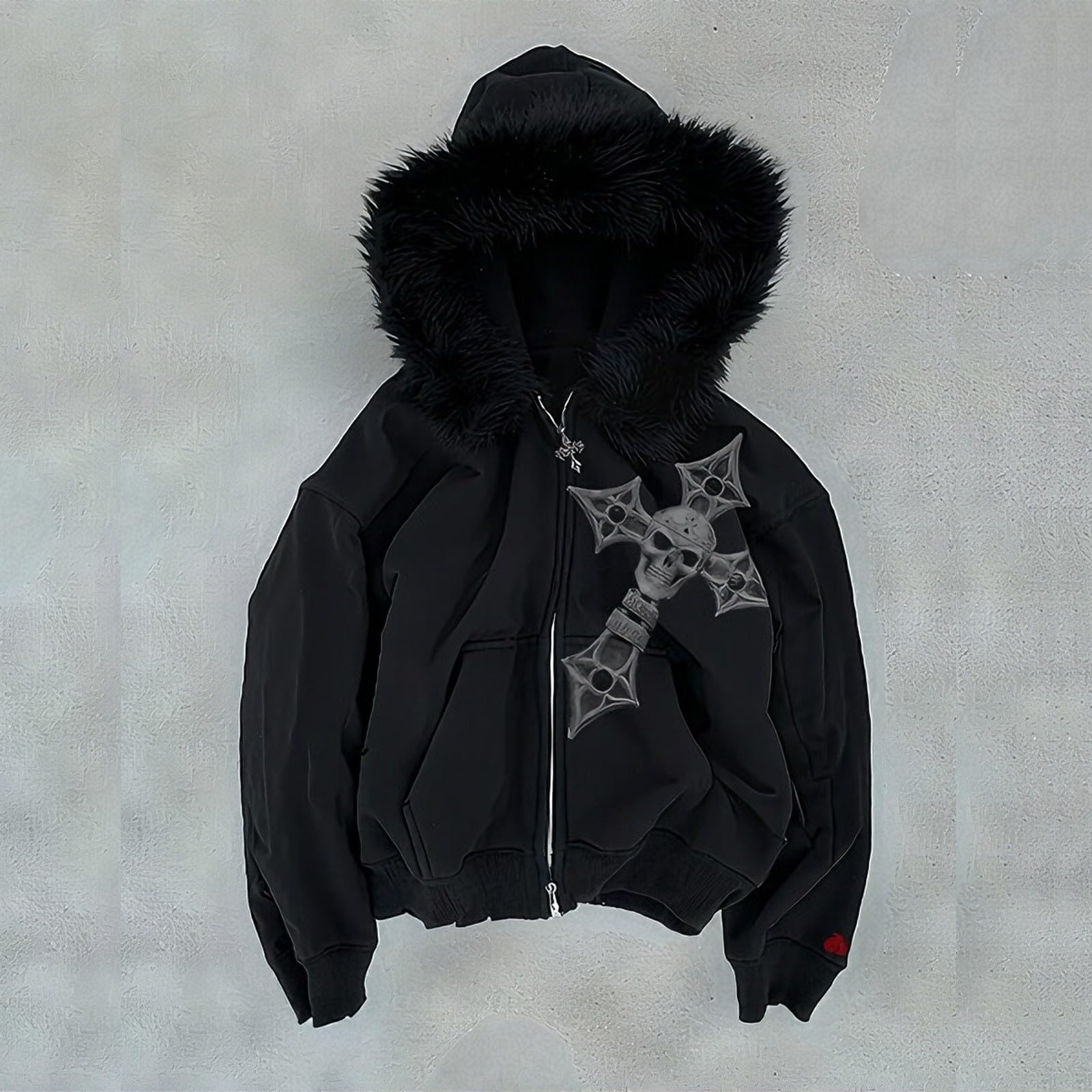 Sudadera con capucha para hombre Y2K Harajuku sudadera con capucha sólida estilo hipster chaqueta corta entretiempo gótico sudaderas suaves chaqueta de entrenamiento casual ropa de calle