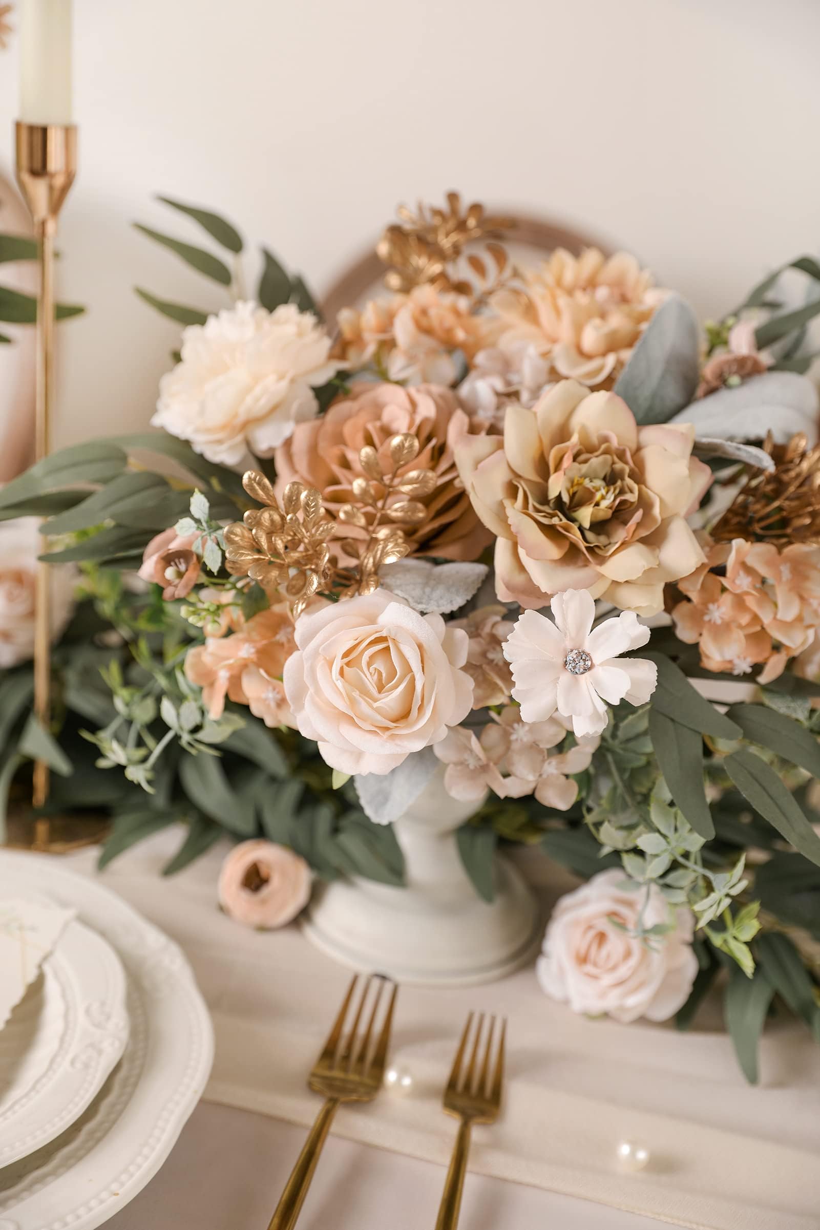 Serra Flora Artificial Flowers Combo Box Set Faux Flowers Bulk Flower Leaf with Stems for DIY Wedding Bouquets Centerpieces Baby Shower Party Home Decorations