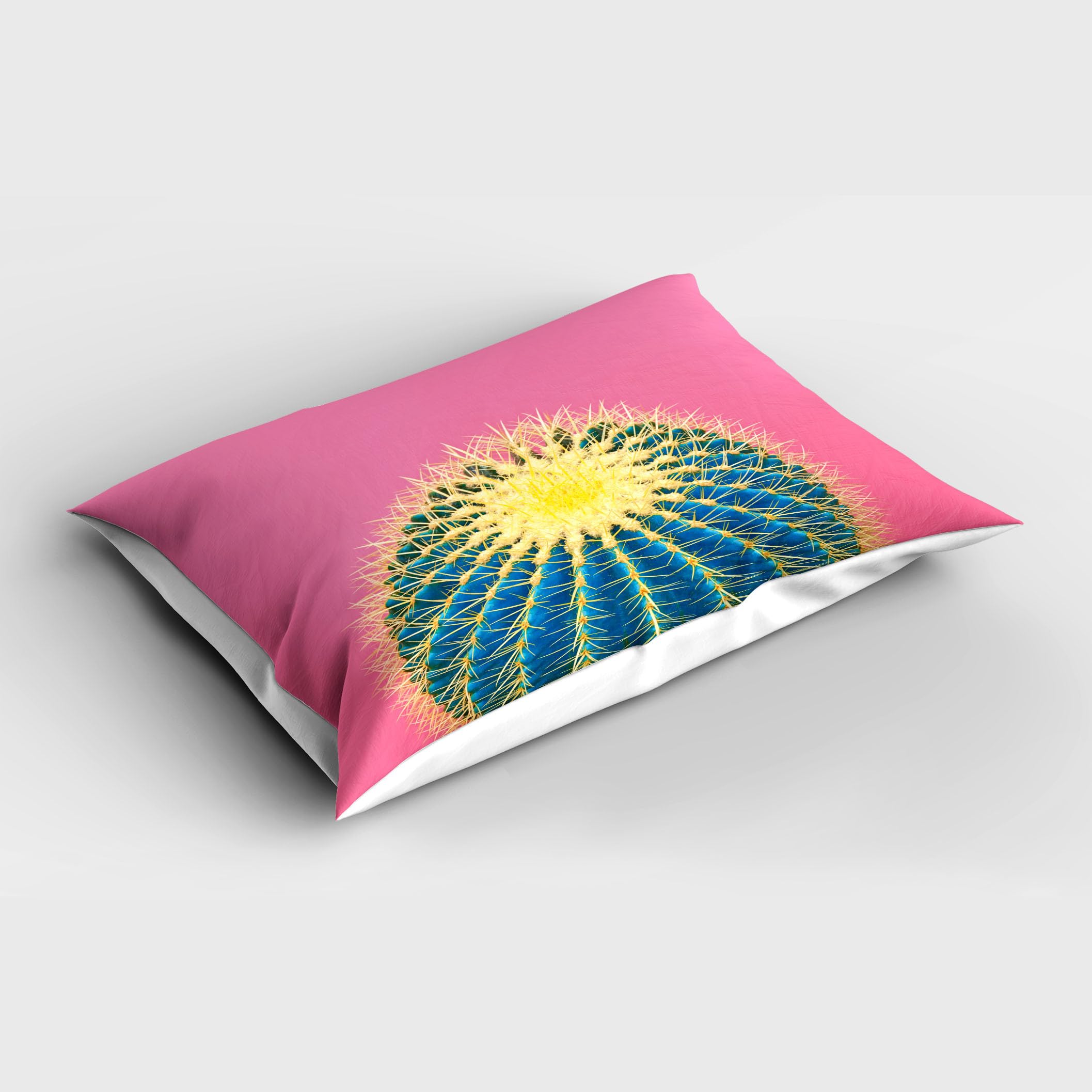 Ambesonne Summer Pink Pillow Sham Set of 2, Minimal Cactus Design Illustration on Spring Toned Background, Quality Microfiber Bedding Item for All Seasons, 30