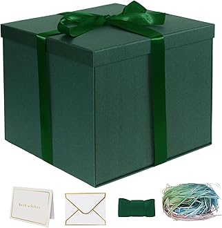 YINUOYOUJIA Large Gift Box 12x12x10 Inches,Green Gift Boxes for Presents,Birthday Box,for Packaging,Valentine's Day,Mother's Day,Christmas,Anniversaries,Family or Business.