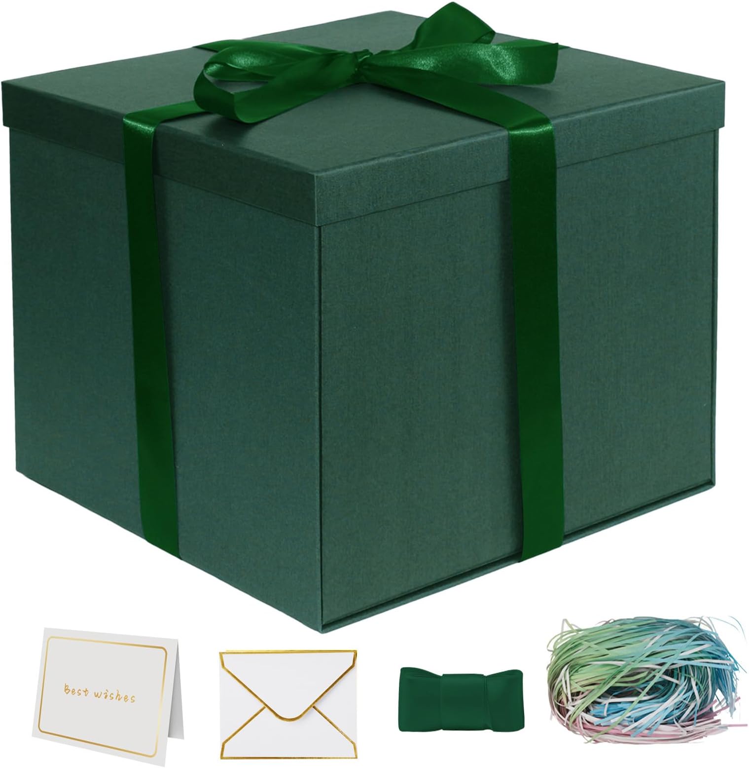 YINUOYOUJIA Large Gift Box 12x12x10 Inches,Green Gift Boxes for Presents,Birthday Box,for Packaging,Valentine's Day,Mother's Day,Christmas,Anniversaries,Family or Business.