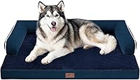 Vista 96 de Cama ortopédica extra grande para perros impermeable: cama de espuma viscoelástica para perros XL y extra grandes, sofá sofá, lavable con funda Azul