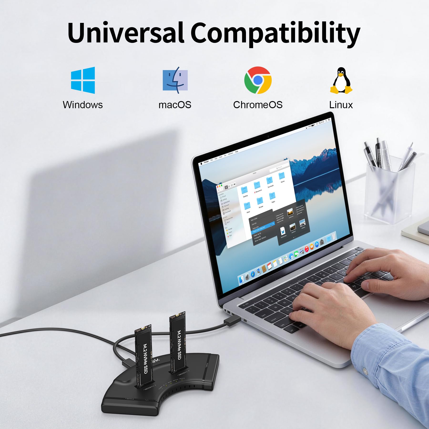Adapter 2*M.2 PCIe + 2*SATA, czytnik typu C do M2 10 Gbps, zewnętrzna obudowa SSD NVMe USB Plug and Play, kompatybilna z M.2 (klucze M i M+B) wszystkich rozmiarów oraz SATA 2,5„/3,5”