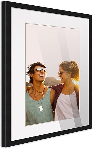 Miniatura 2 de CountryArtHouse 16x23 Frame Black Solid Wood with White Mat  19x25 Frame Matted to 16x23  Display Your Artwork Under UV Acrylic Plexiglass, Foam
