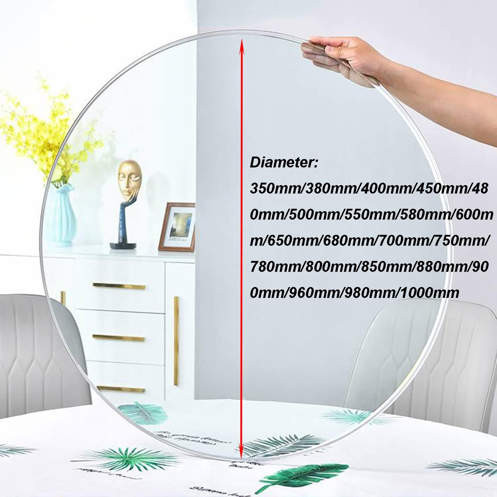 SAGIDAR Cristales A Medida, Mesa Cristal, Tablero Superficie Redonda De Mesa, para Mesa De Centro, Tablero De Repuesto, Cristal Biselado Pulido, Vidrio Pulido Plana, 50CM 60CM 70CM 80CM 100CM