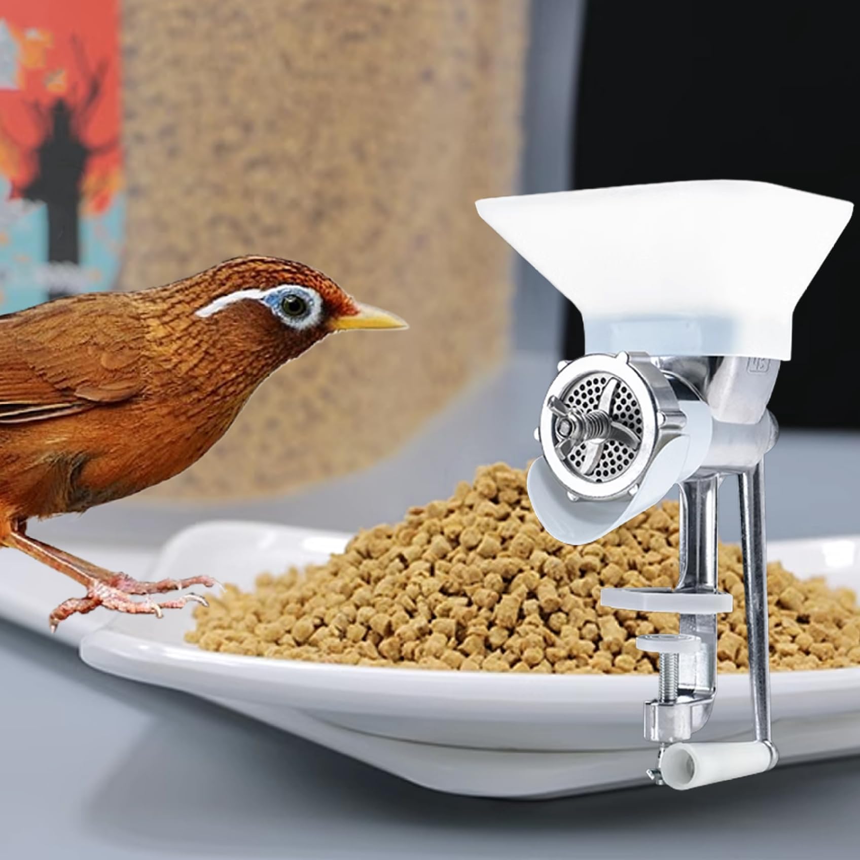 Máquina de pellets Molino de pellets manual de 2, 5 mm con manivela Fabricante de boca ancha con salida ampliada Máquina de alimentación animal con clip lavable para gatos, perros, pájaros y peces