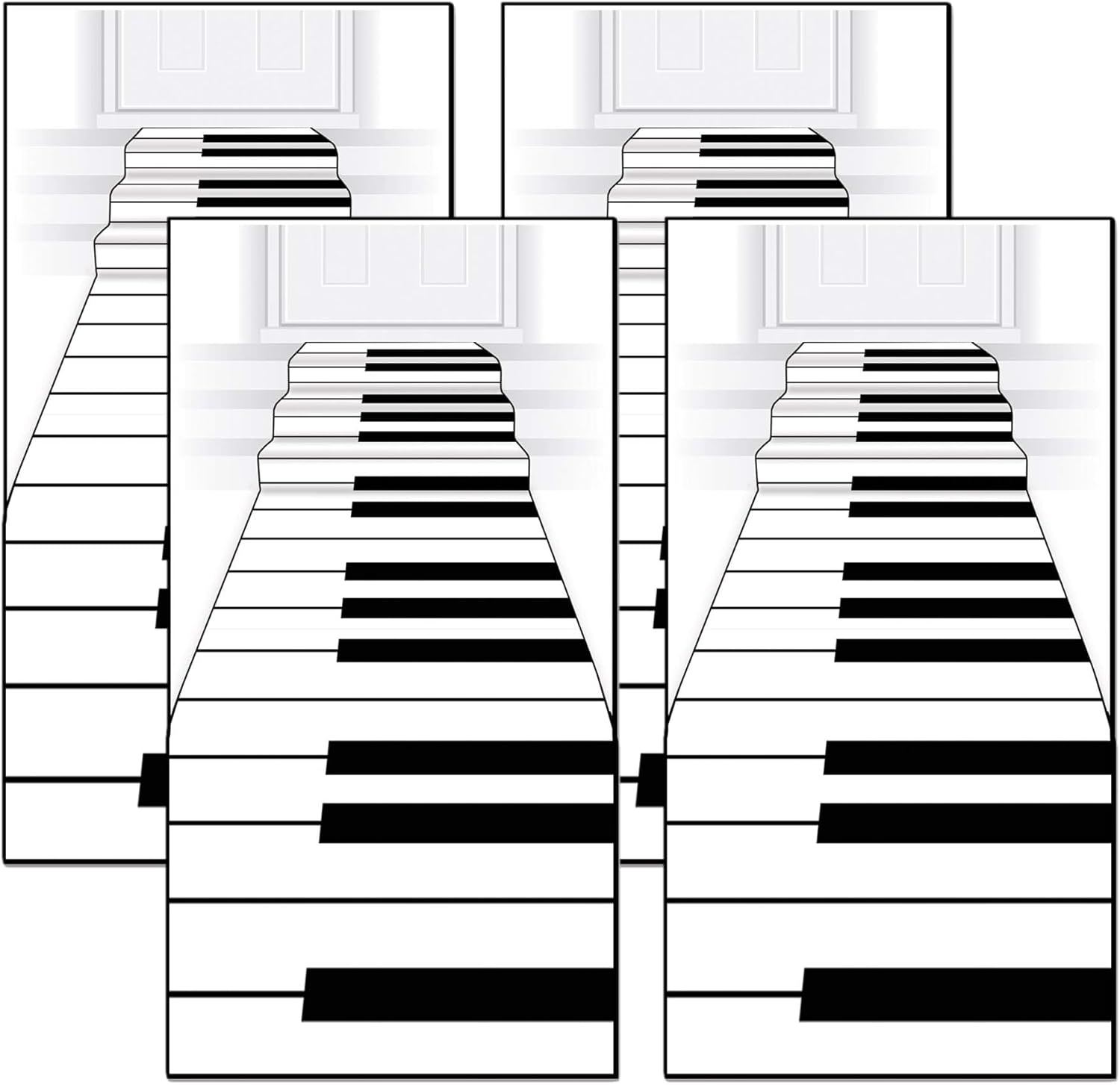 Beistle Novelty Polyester Fabric Piano Keyboard Aisle Runner - Jazz Music Birthday Party Supplies Roaring 20's Theme Decorations (Pack of 4)