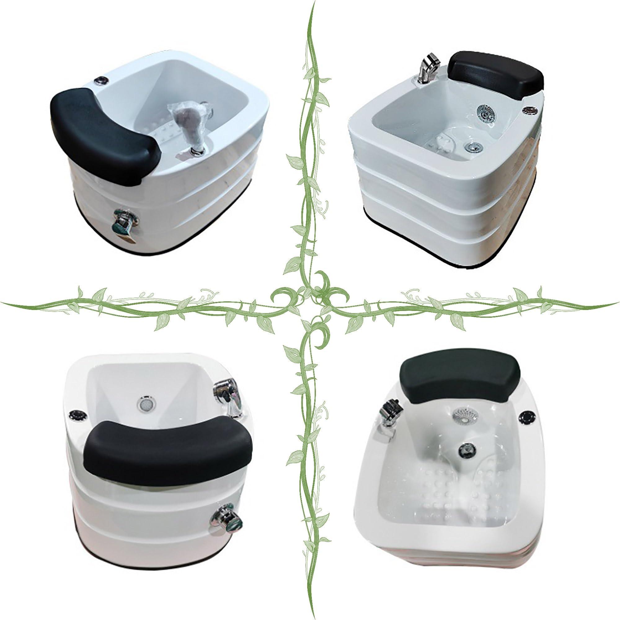 Fußbad mit Massagefunktion aus Acryl, Fußsprudelbad, Pediküre-Schüssel, mit Fußkissen aus schwarzem PU, Fußbadwanne, Pediküre-Waschbecken für das Fußbad zu Hause zum Waschen im Pediküre-Stuhl im Salon