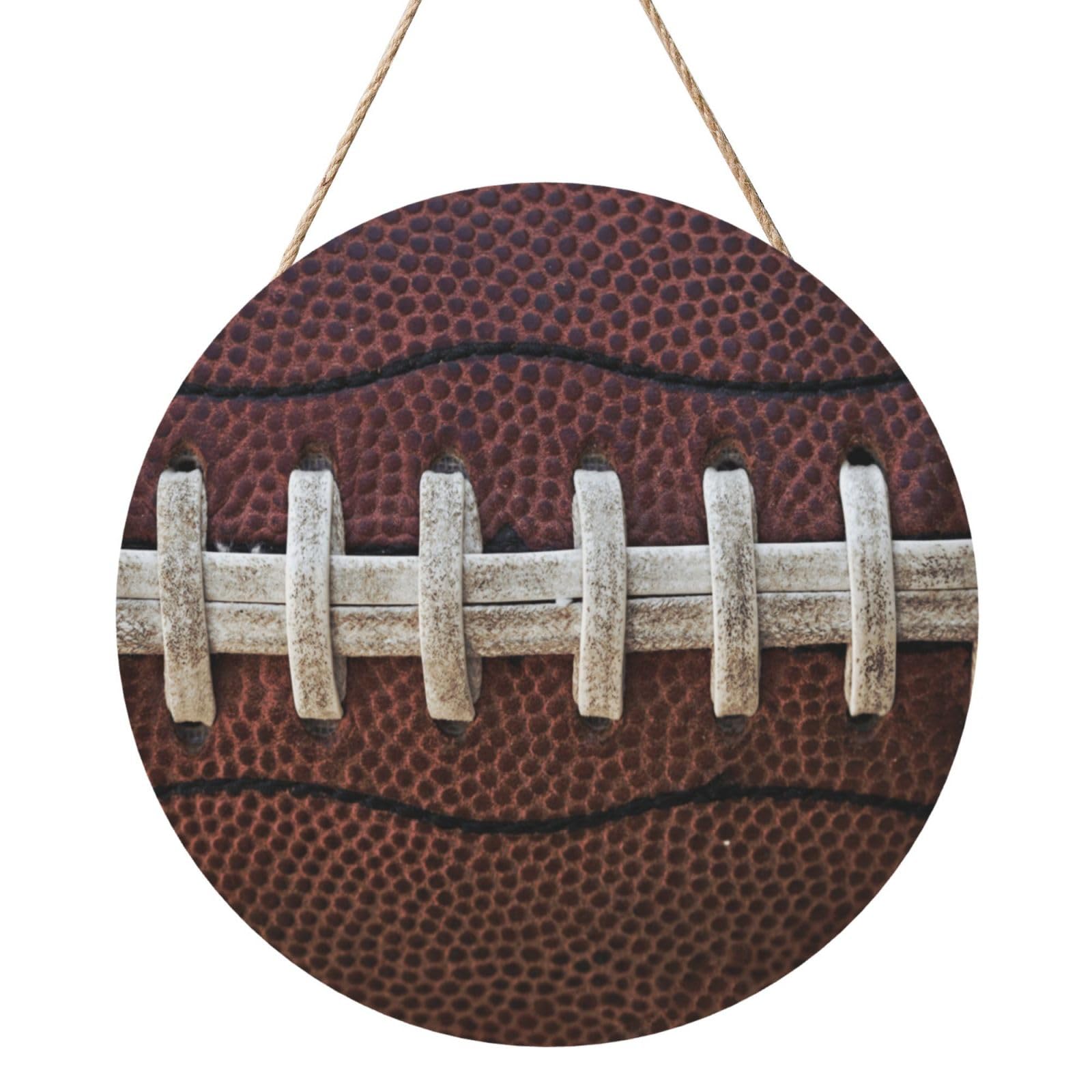 InOmak American Football Laces, Round Wood Panel Painting 12 in, Wall Hanging Painting For Home
