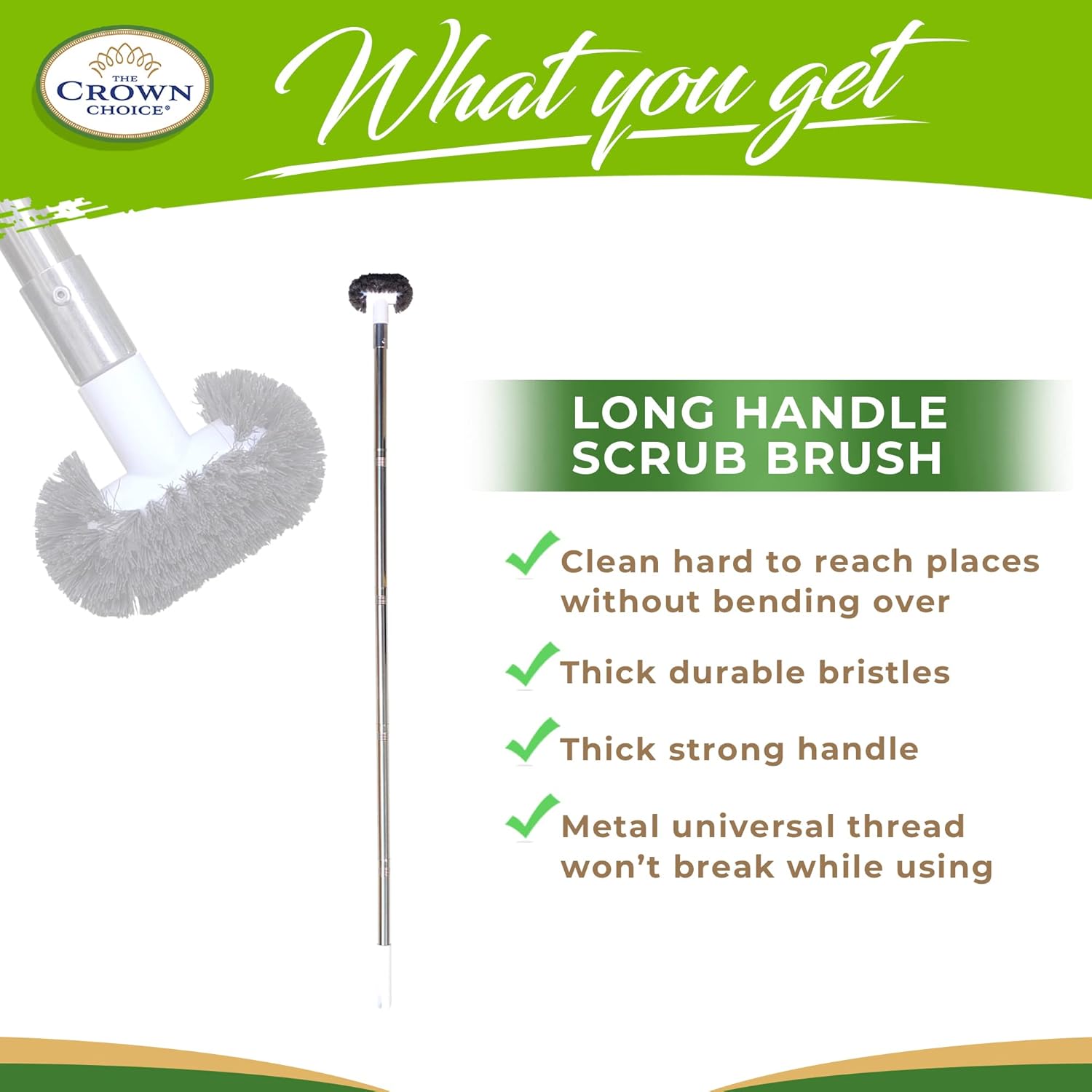 Shower Scrubber for Cleaning & Hot Tub Scrubber with Long Handle - Heavy Duty Extendable Scrub Brush for Bathtub, Tub & Tile - Strong Bathroom Brushes to Clean - Long Handled Cleaner Tools : Health & Household