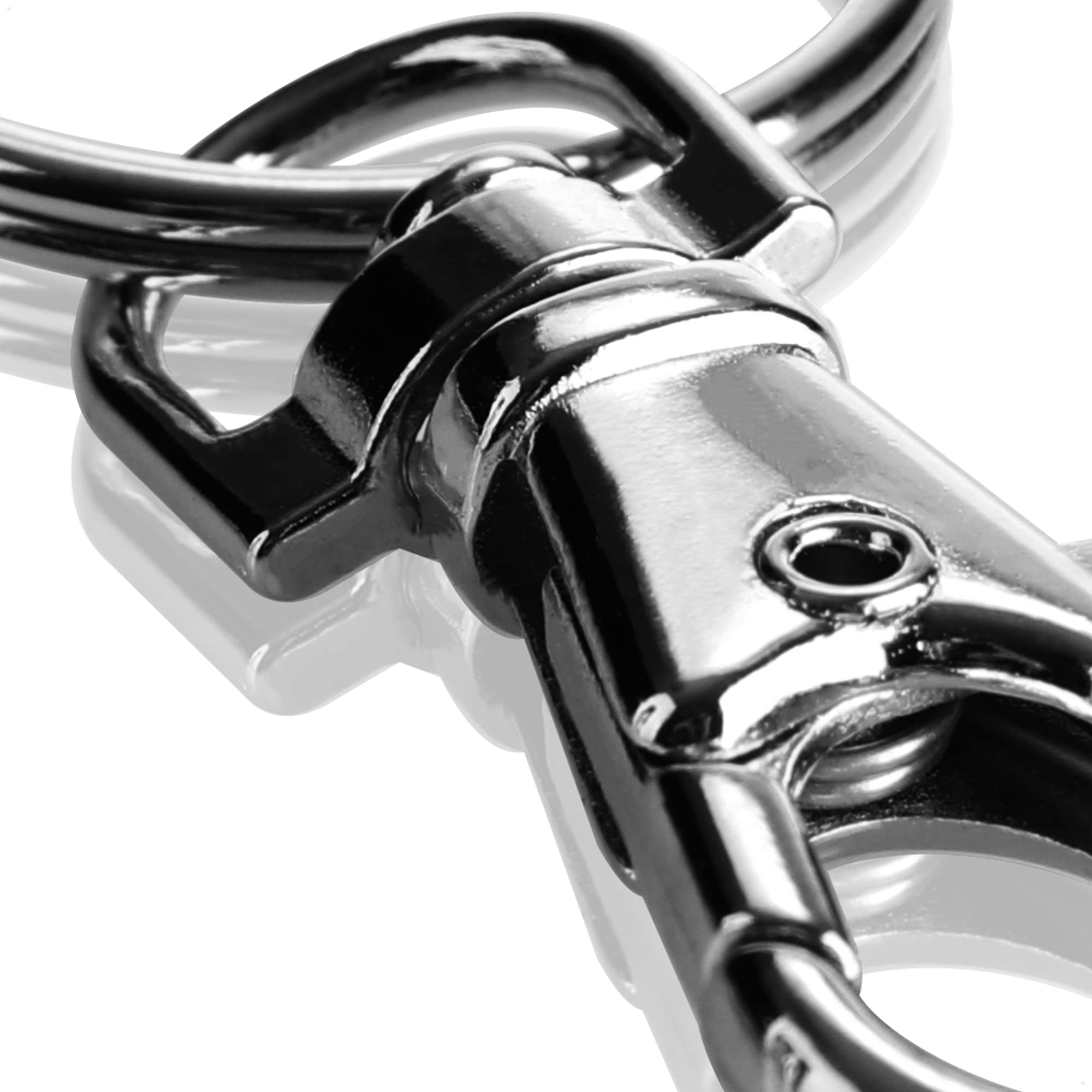 COM-FOUR® 20x moschettoni con portachiavi - moschettoni con snodo girevole per portachiavi - 55 mm (20 pezzi neri)