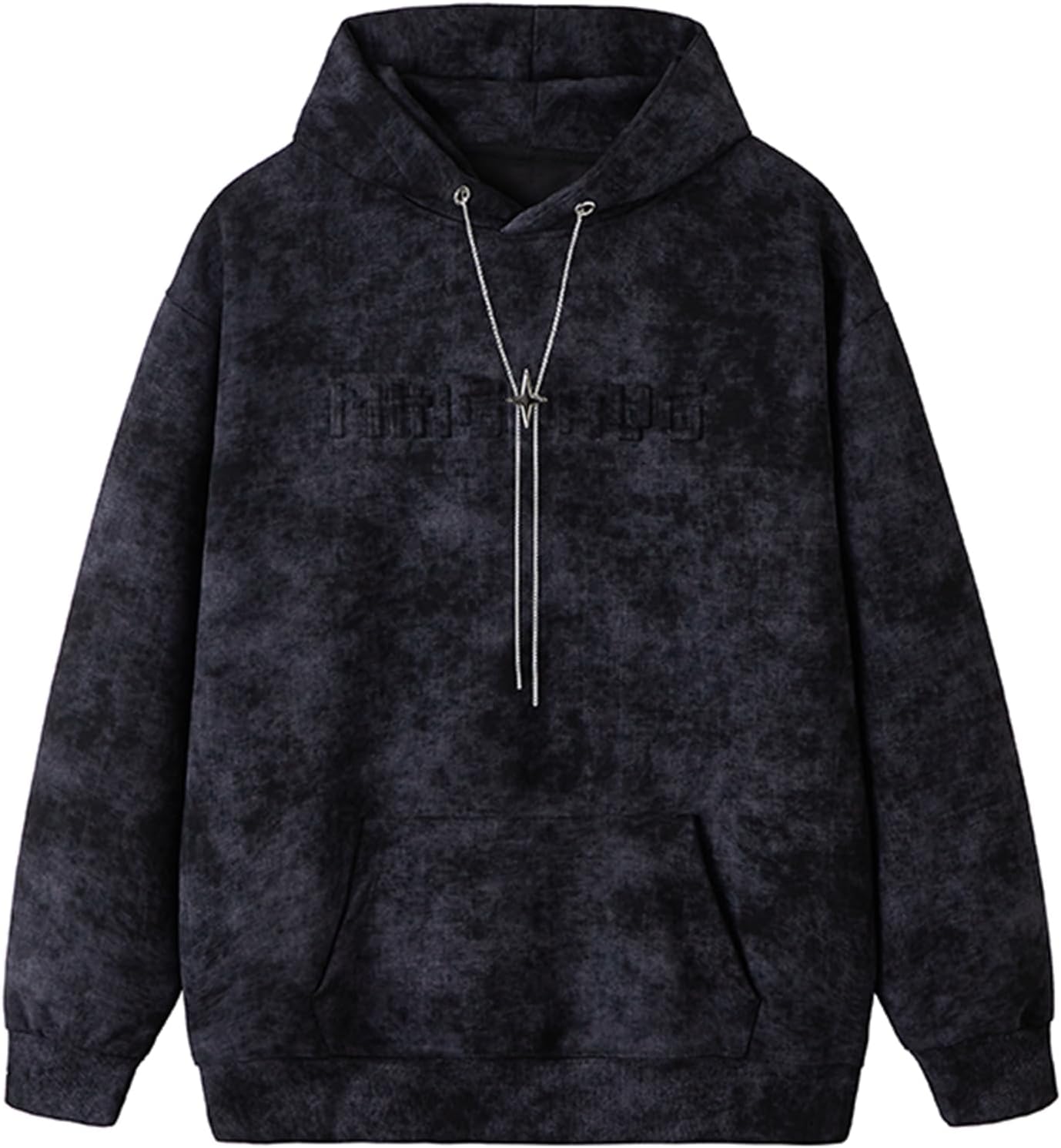 Mens Tie Dye Hoodies Embossed Pullover Hoodie Vintage Graphic Hooded Sweatshirt Streetwear