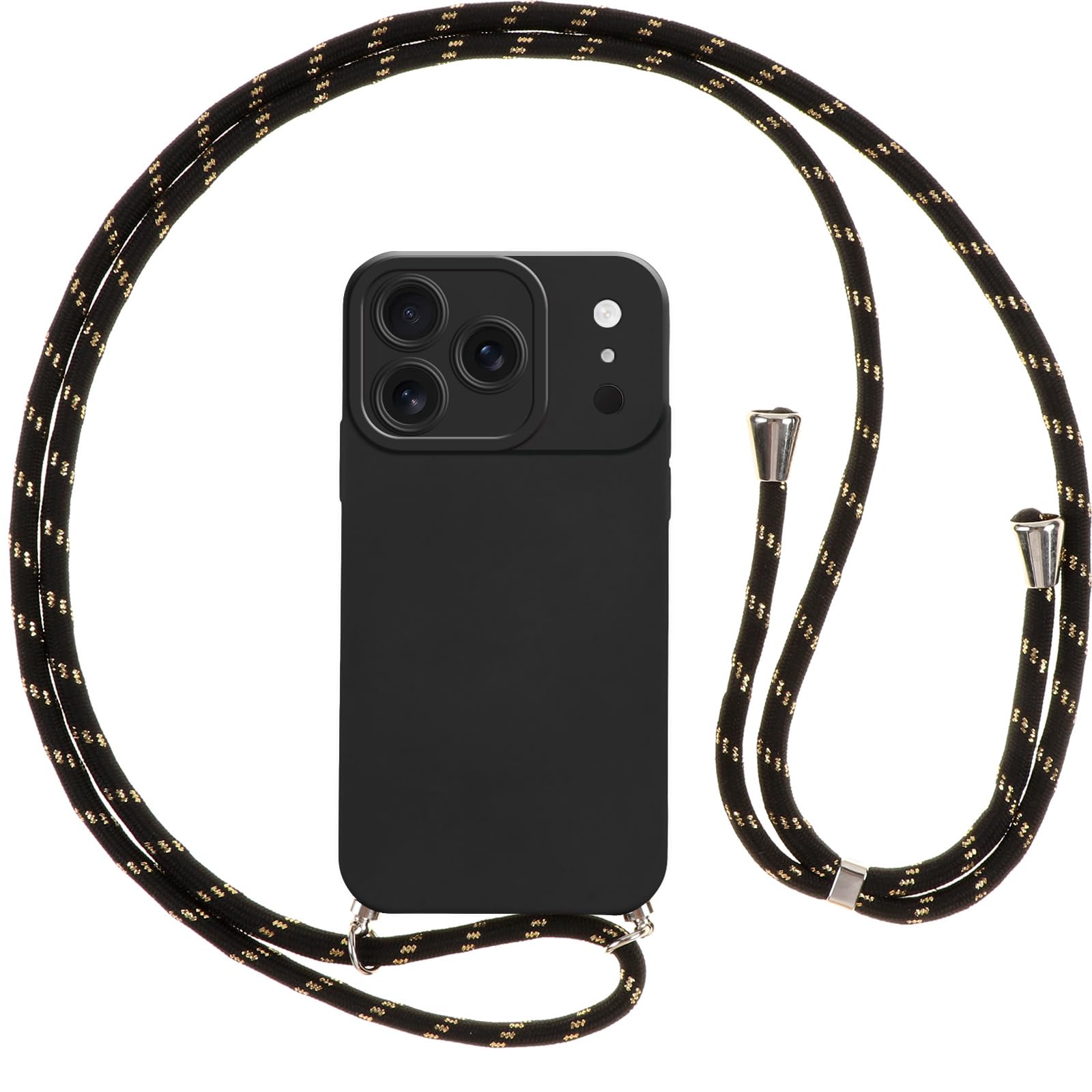 MyGadget Coque Cordon Pour IPhone 12 Mini - Cover Bumper Silicone Mat Uni Avec Collier - Case Tour De Cou - Protection Anti Choc - Skin & Lanière Bleu Foncé