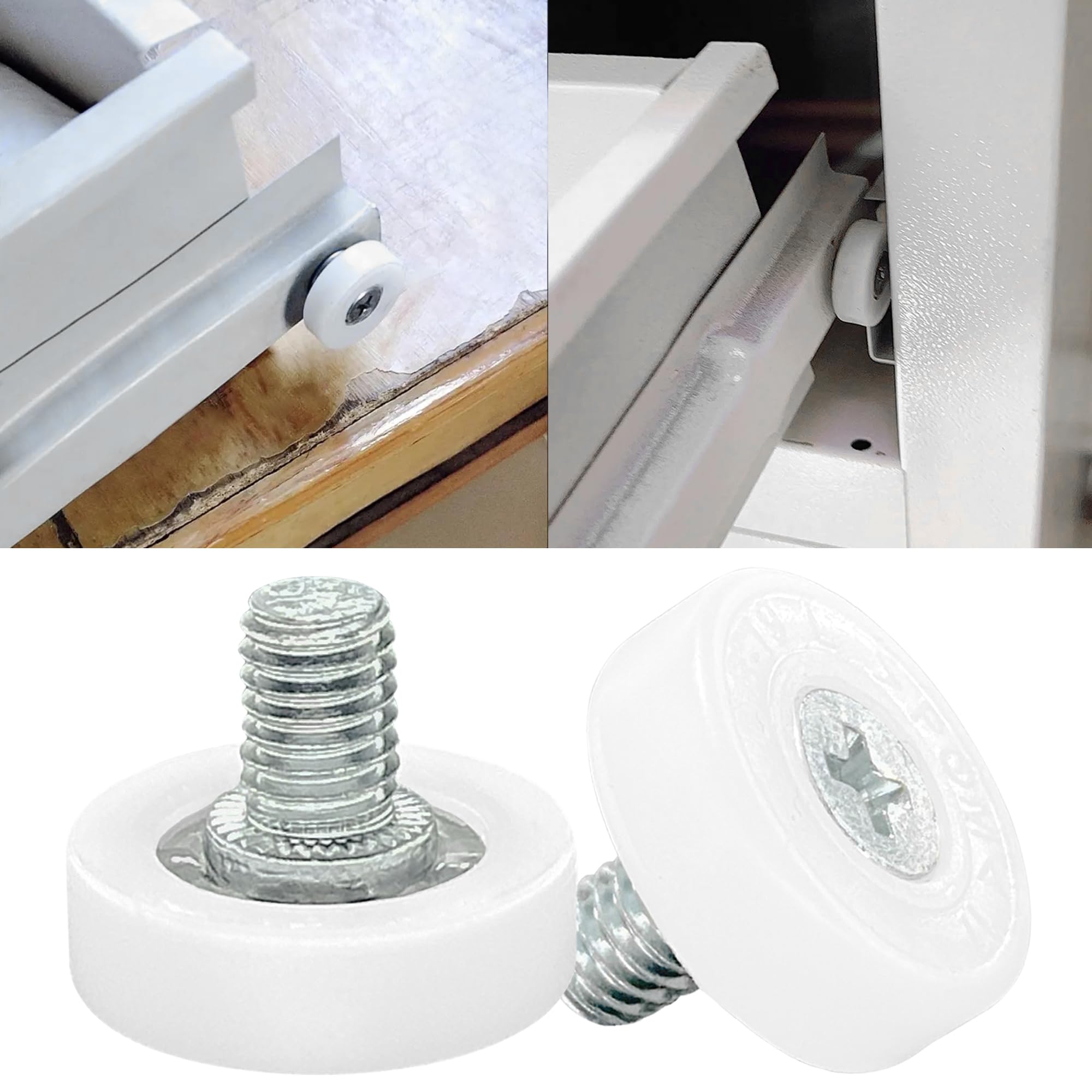 10-Pack 22mm Drawer Roller Wheels - Plastic Pulley Replacement With Bearings & Nuts